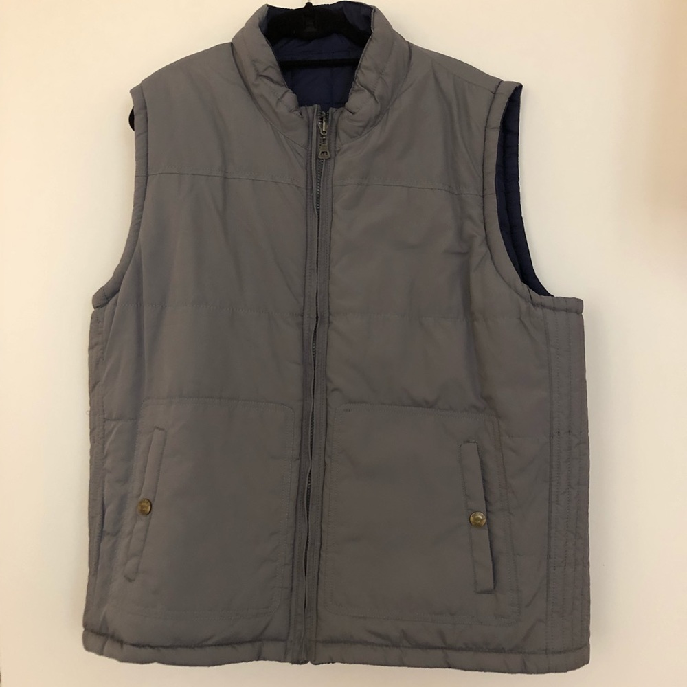 Reversible jacket, gray and blue